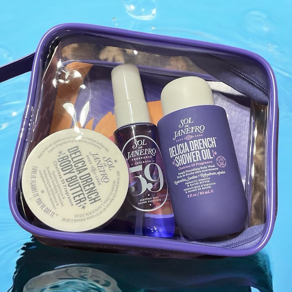 SOL DE JANEIRO CHEIROSA 59 DELICIA DRENCH JET SET 3 PC SET w/ Zip Carry Case